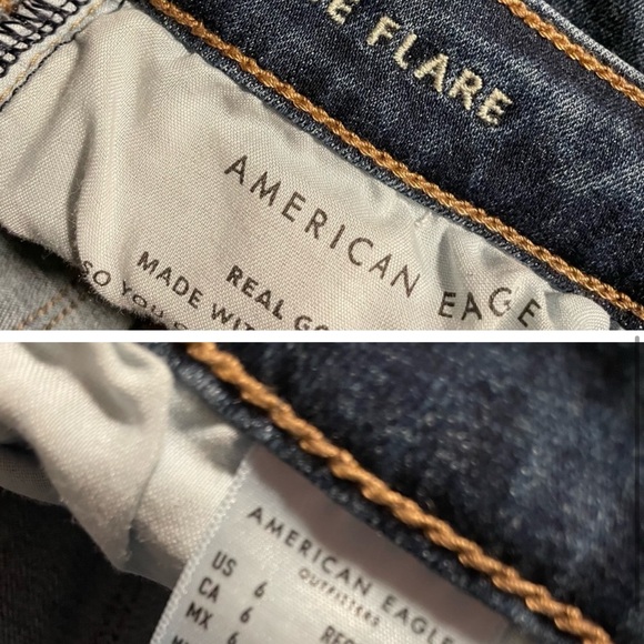 American Eagle Super Hi Rise Flare Blue Denim Jeans High Waisted Size 6 Regular - Picture 5 of 10